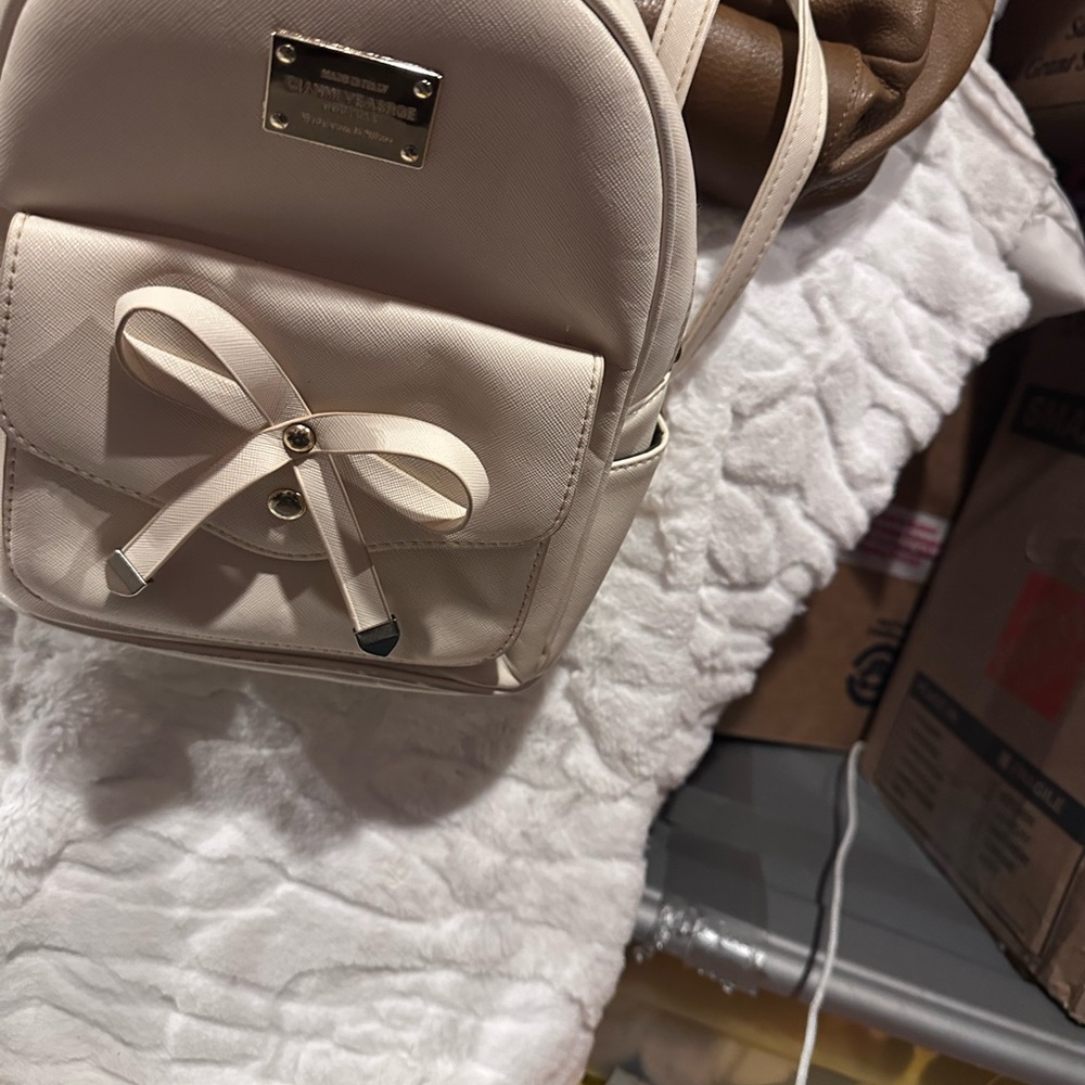 Source Unknown Cream Leather Backpack - image 2
